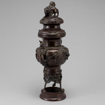 A Japanese bronze vase and cover, Meiji, late 19th century.