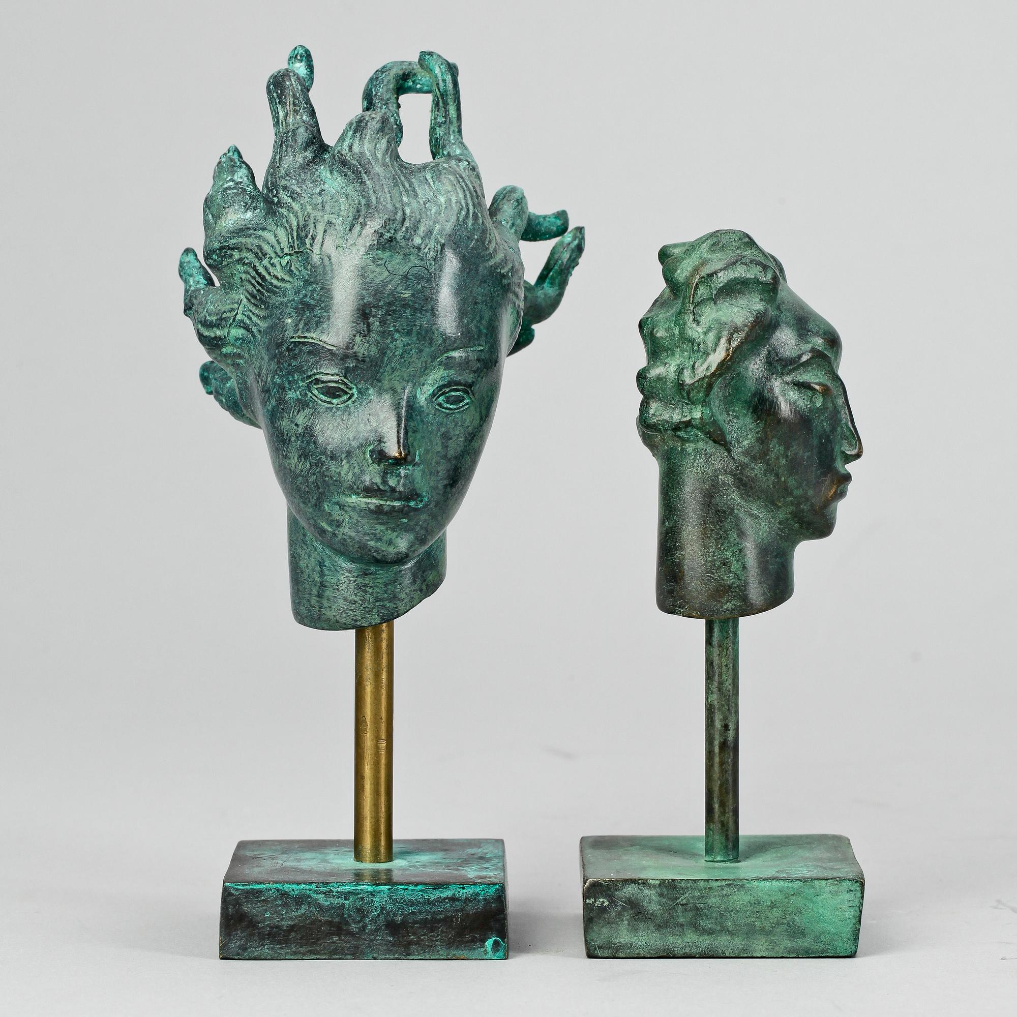 CARL MILLES, efter, ett par skulpturer, museikopior, brons, sent 1900-tal.