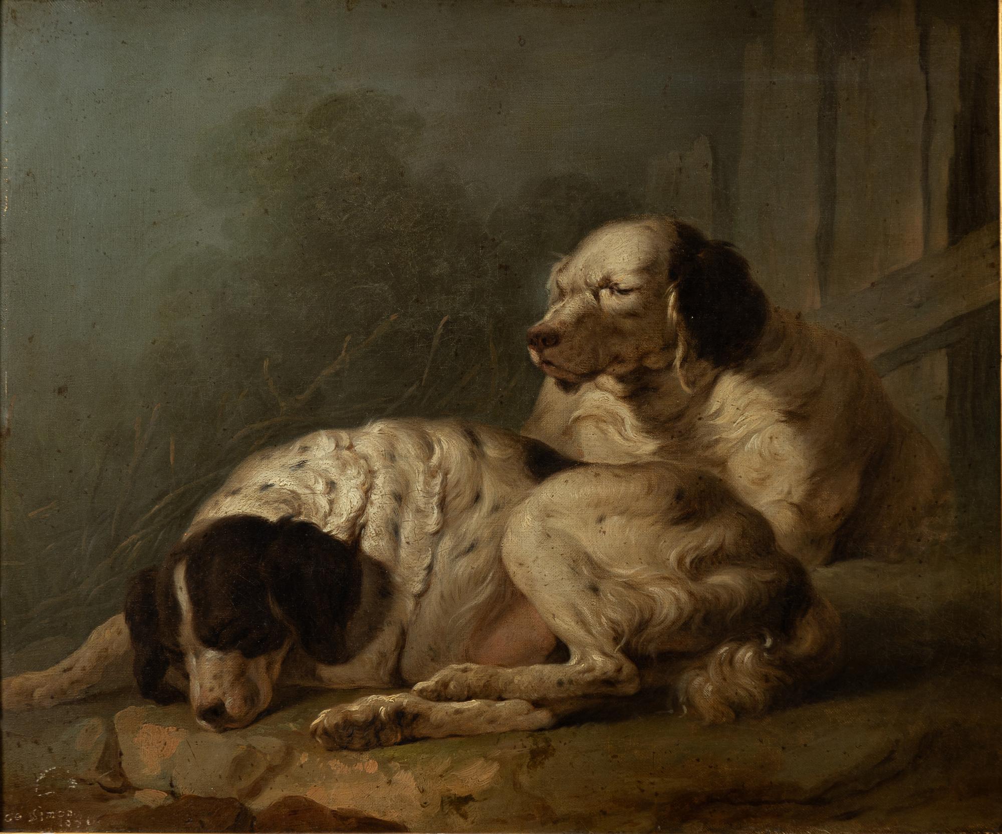 Engelsk konstnär, 1800-tal, Vilande fågelhundar.
