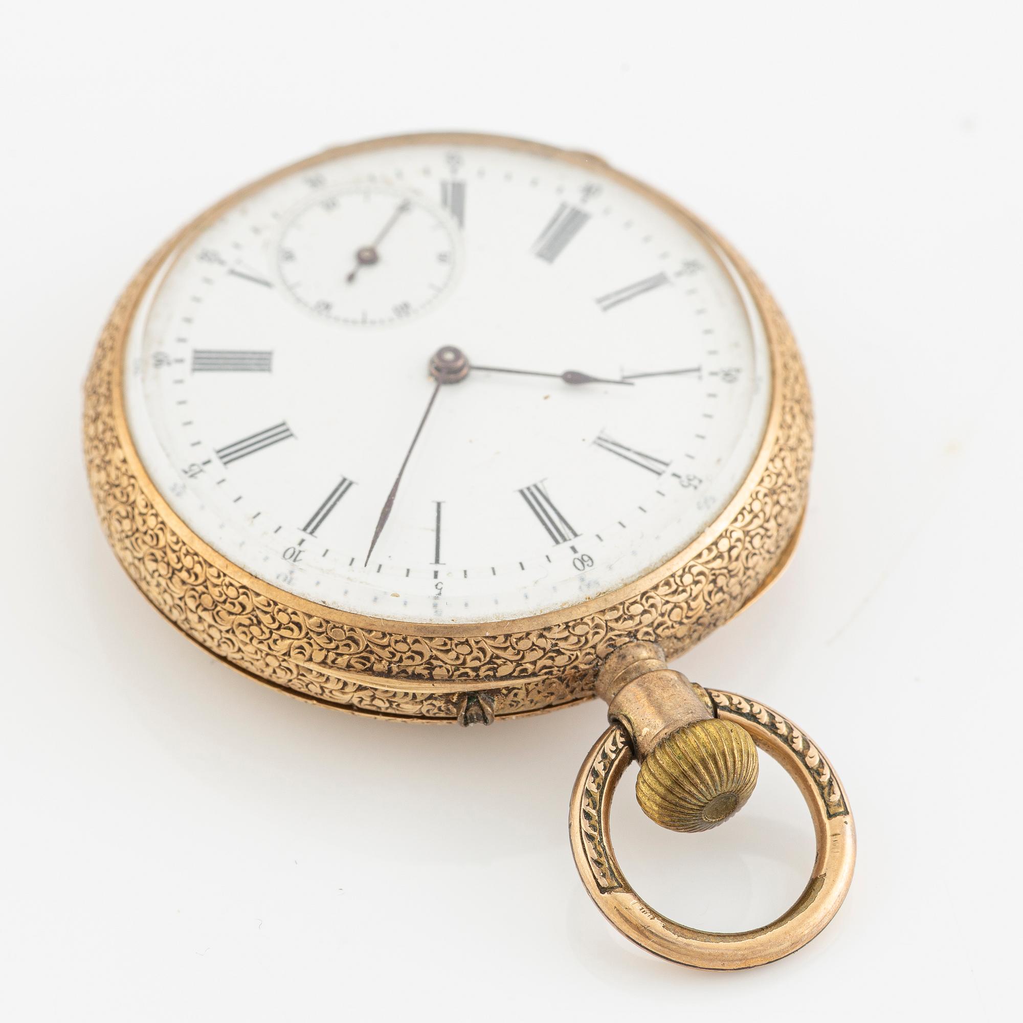 Pocket watch, 14K gold, 37,5 mm.