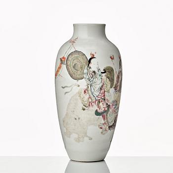 A famille rose vase, presumably Republic with Qianlong mark.