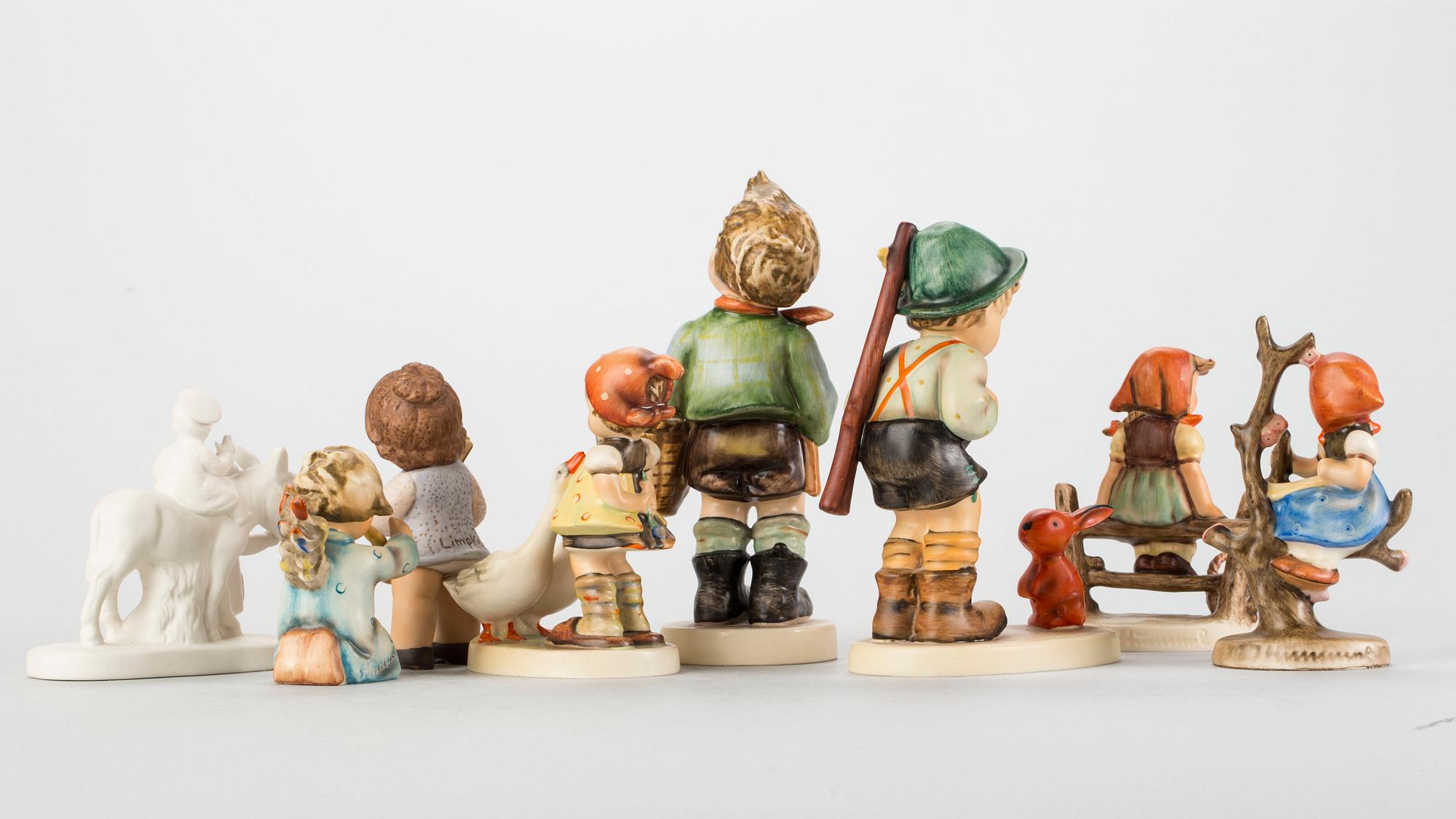 FIGURER, 8 st, porslin, MJ Hummel, Goebel, Tyskland  1900-tal.