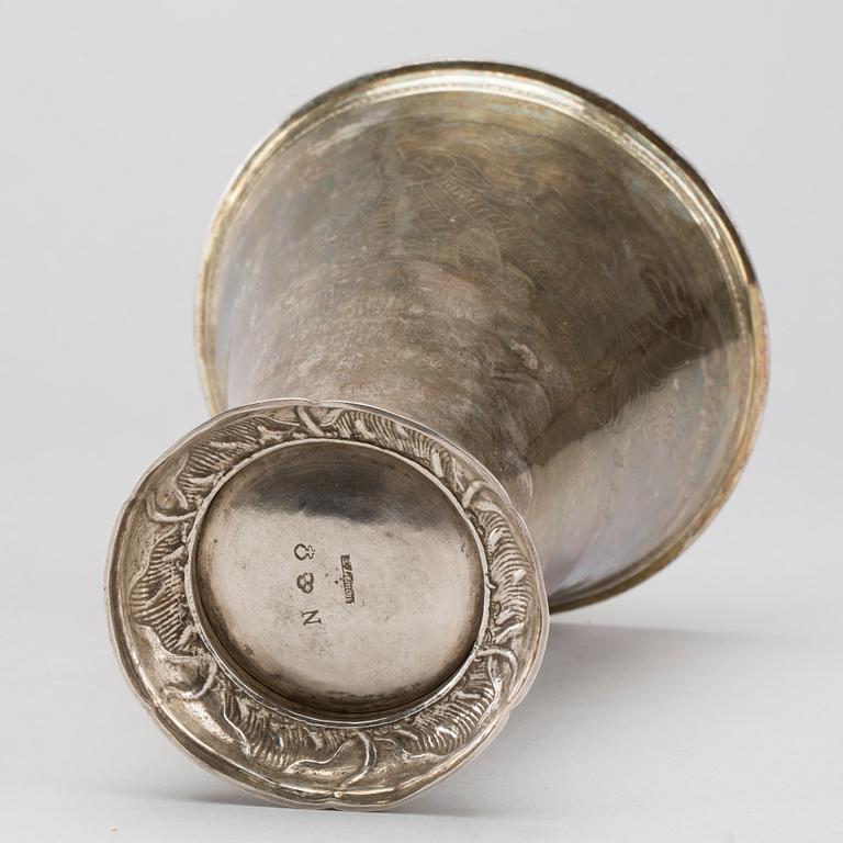 A Swedish 18th century parcel-gilt silver beaker, mark of Erik Lemon Uppsala 1771.