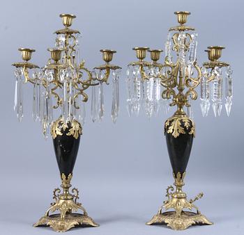 KANDELABRAR, ett par, oscarianska, 1800-talets andra hälft.