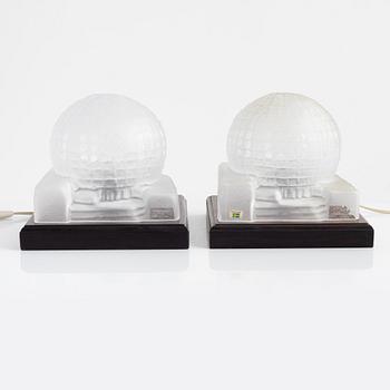 A pair of 'Globen' glass table lamps, Lindshammar, 1989.