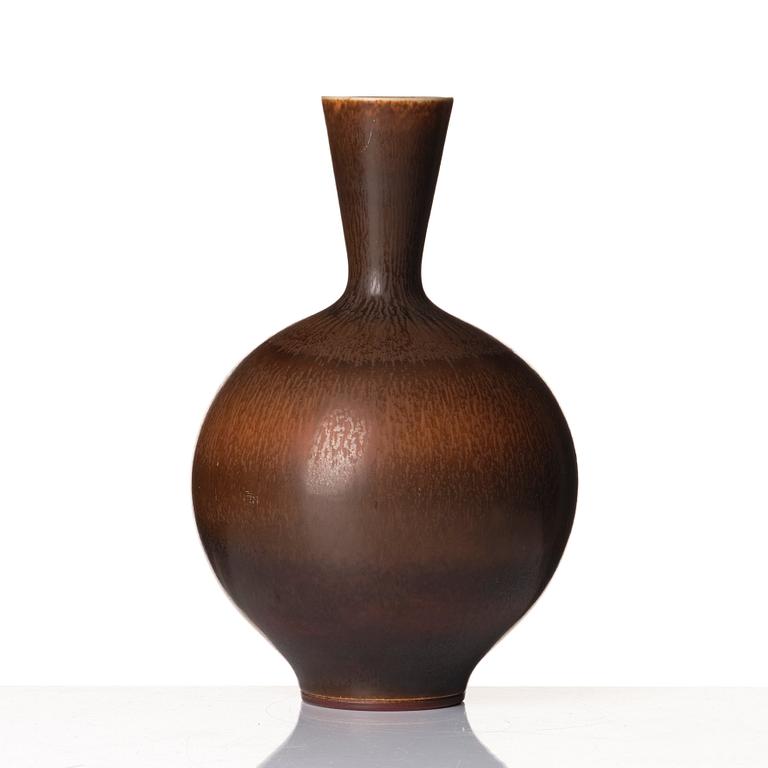 Berndt Friberg, a brown rabbit's fur stoneware vase, Gustavsberg studio, Sweden 1969.