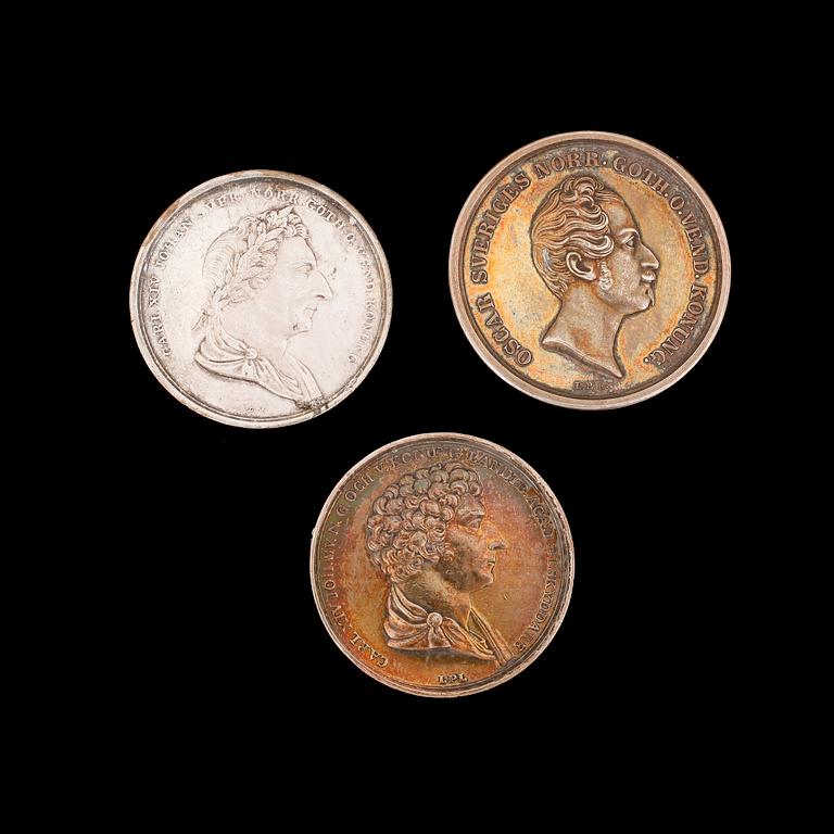 MYNT, 3 st, silver, Karl Johan/ Oscar I, 1800-tal.
