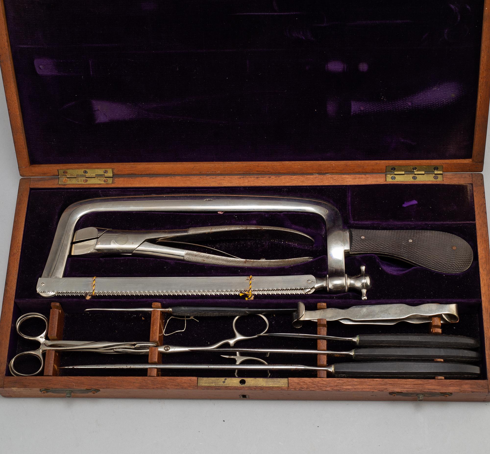 A set of surgical instruments, 20th century.