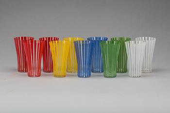 GLAS, 11 st, "Strikt", Bengt Orup, Johansfors, 1950-tal.