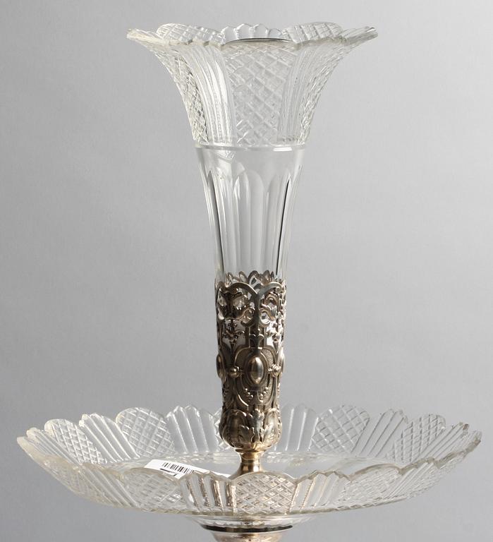 BORDSUPPSATS, nysilver/glas, nyrenässans, 1800-talets senare hälft.