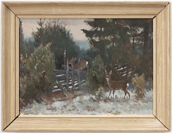 Harald Wiberg, Rådjur i vinterlandskap.