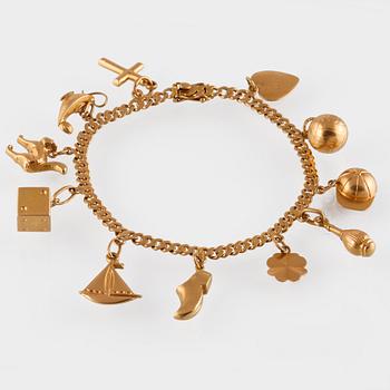 BERLOCKARMBAND,18K guld, importstämplad. Vikt  16,5 gram.