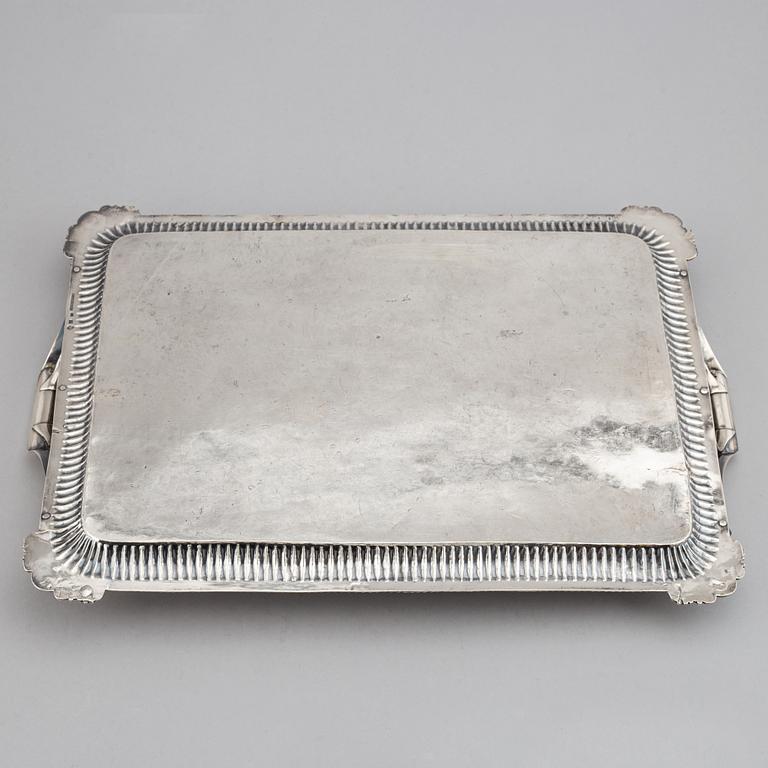 A Russian 19th century silver tray, mark of Gustav Lindroos, Moscow 1826.