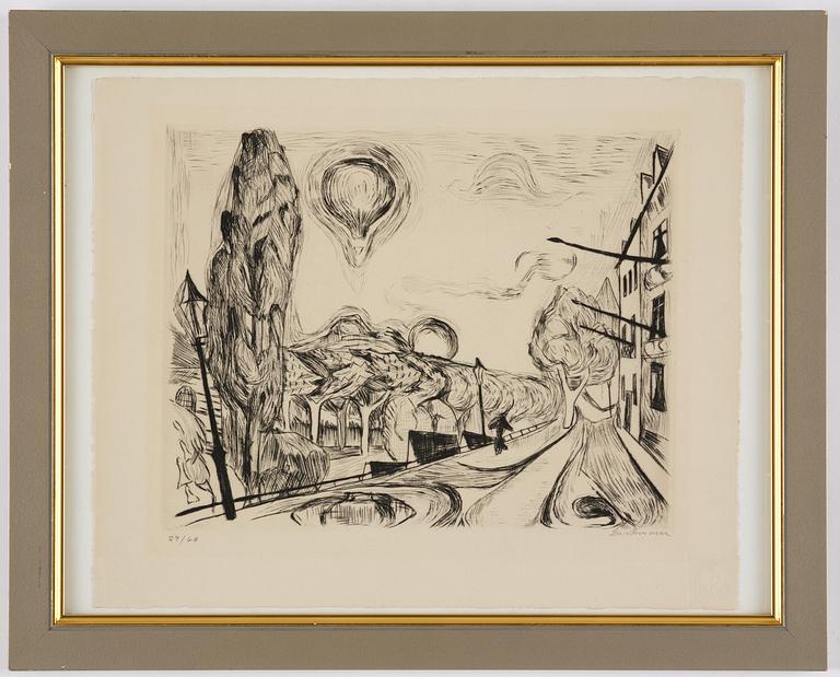 Max Beckmann, "Landschaft mit ballon" from "Gesichter".
