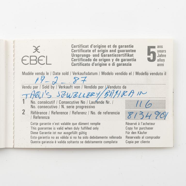 Ebel, 1911 Sports Classic, chronograph, "El Primero", "Miami Vice", ca 1987.