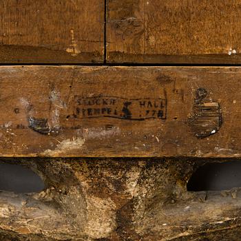 A Gustavian Mirror by Johan Åkerblad, signed IÅ, Stockholm's hallmark 1778.