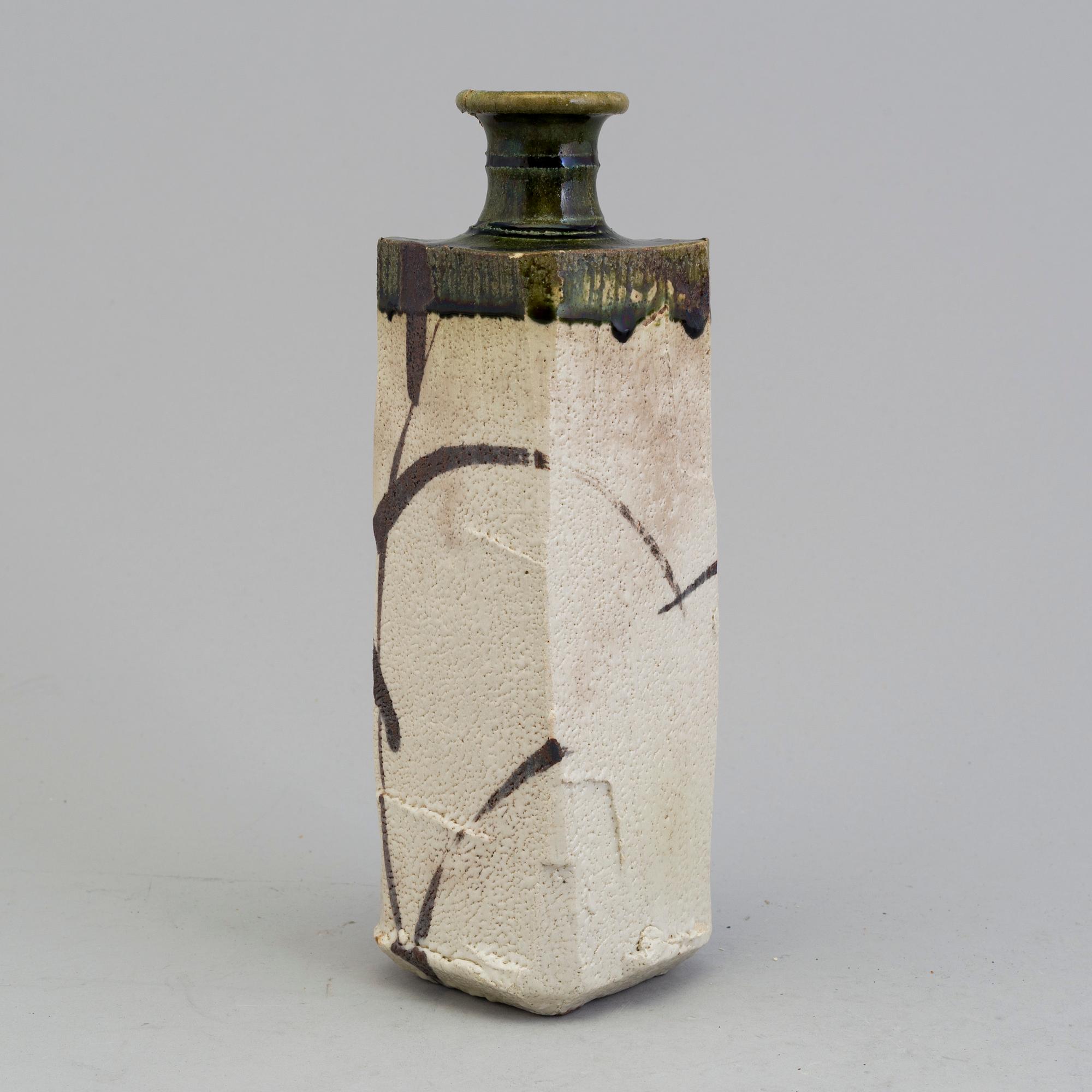 A Japanese stoneware bottle vase, 1960's.