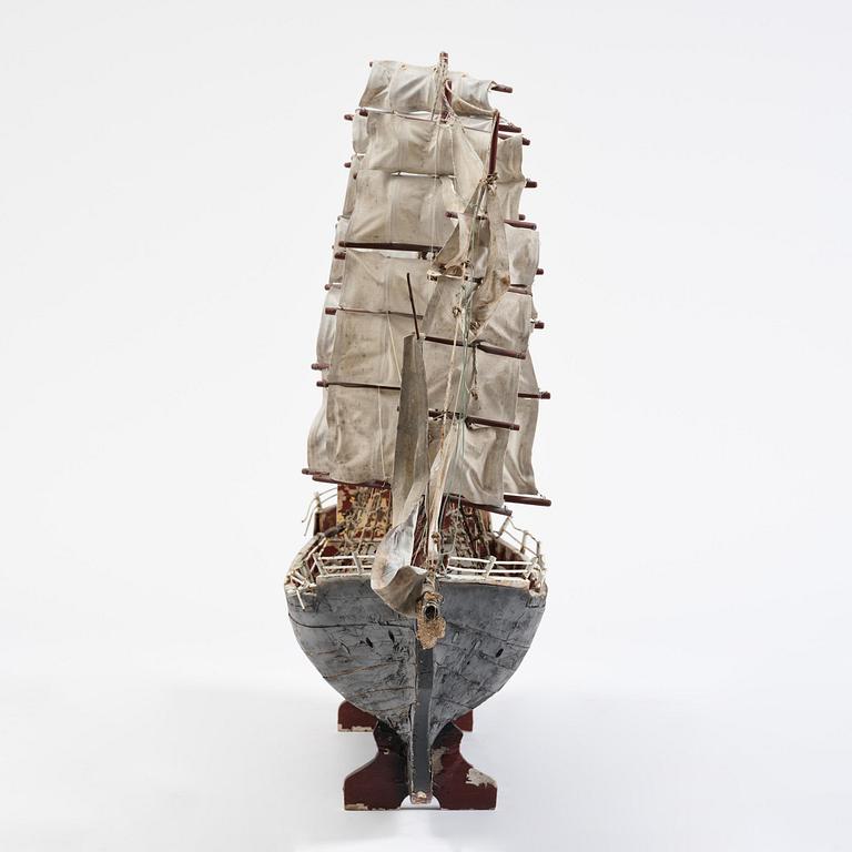 A modell of a ship from Brahestad, Finland, 19th century.