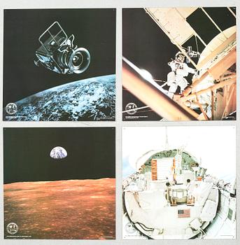 FOTOREPRODUKTIONER SKYLTEXEMPLAR, 4 st, efter Nasas fotografier, "20 years in space, Hasselblad".