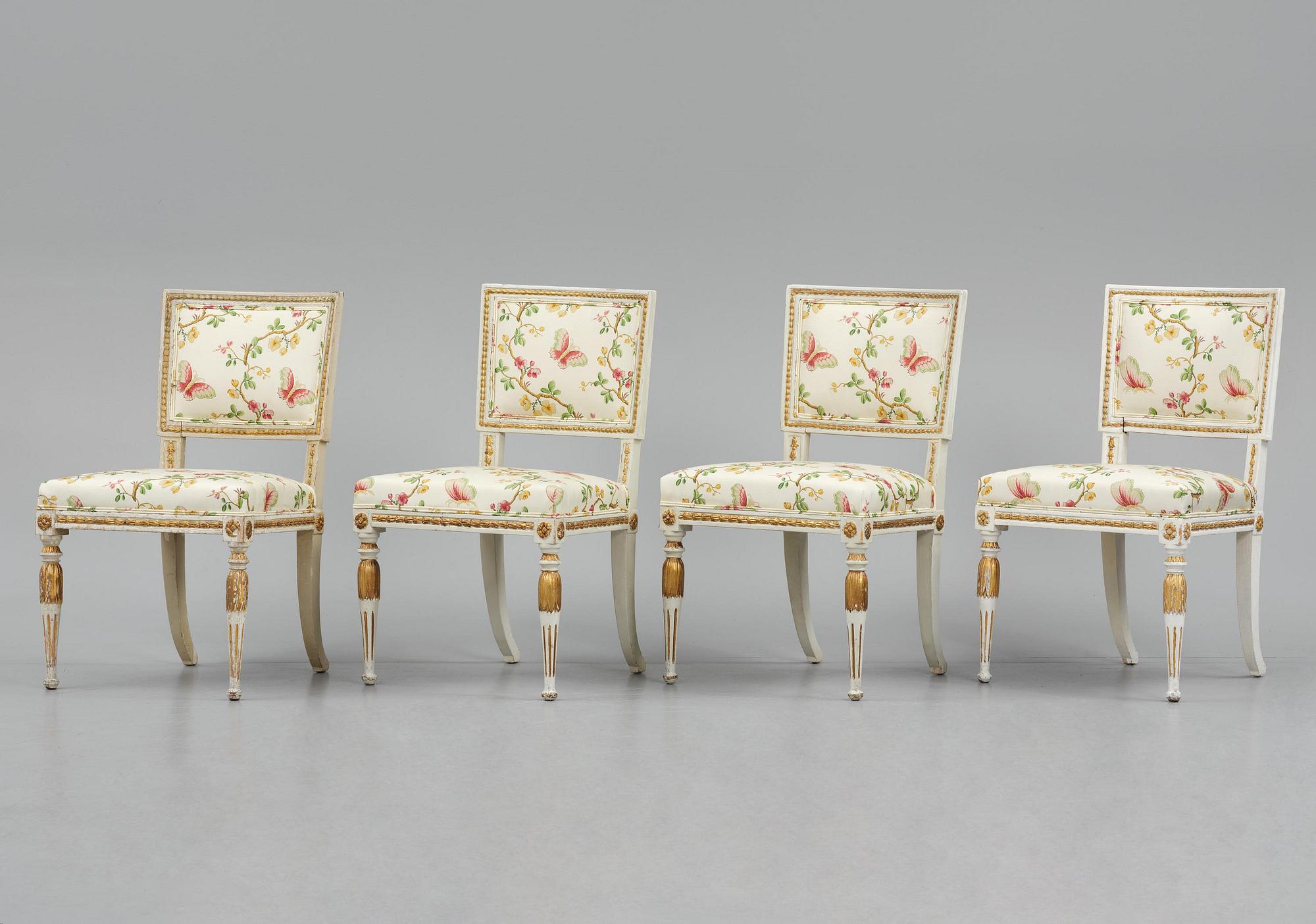 A set of four late Gustavian 'Sulla' chairs, Stockholm, circa 1800.