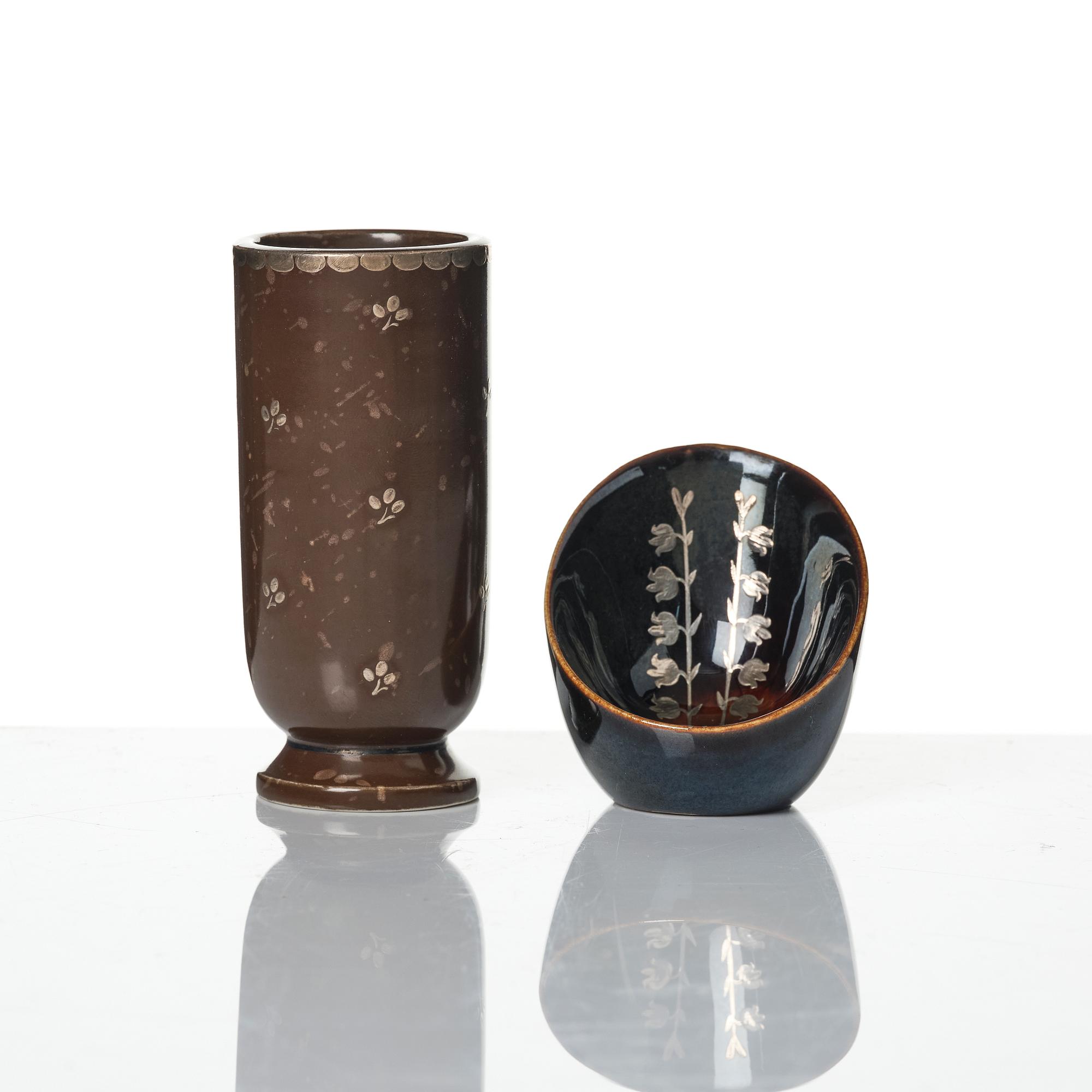 Wilhelm Kåge, a collection of ceramic, mostly "Argenta", 49 pieces, Gustavsberg, Sweden, 1930's-60's.