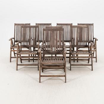 A 9 pcs stained teak garden suite by Brafab around 2000.