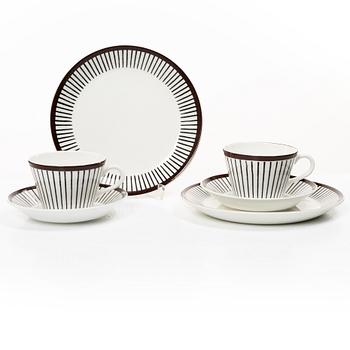 Stig Lindberg, kaffeservis, 27 delar, benporslin, "Spisa Ribb", Gustavsberg, 1955-74.