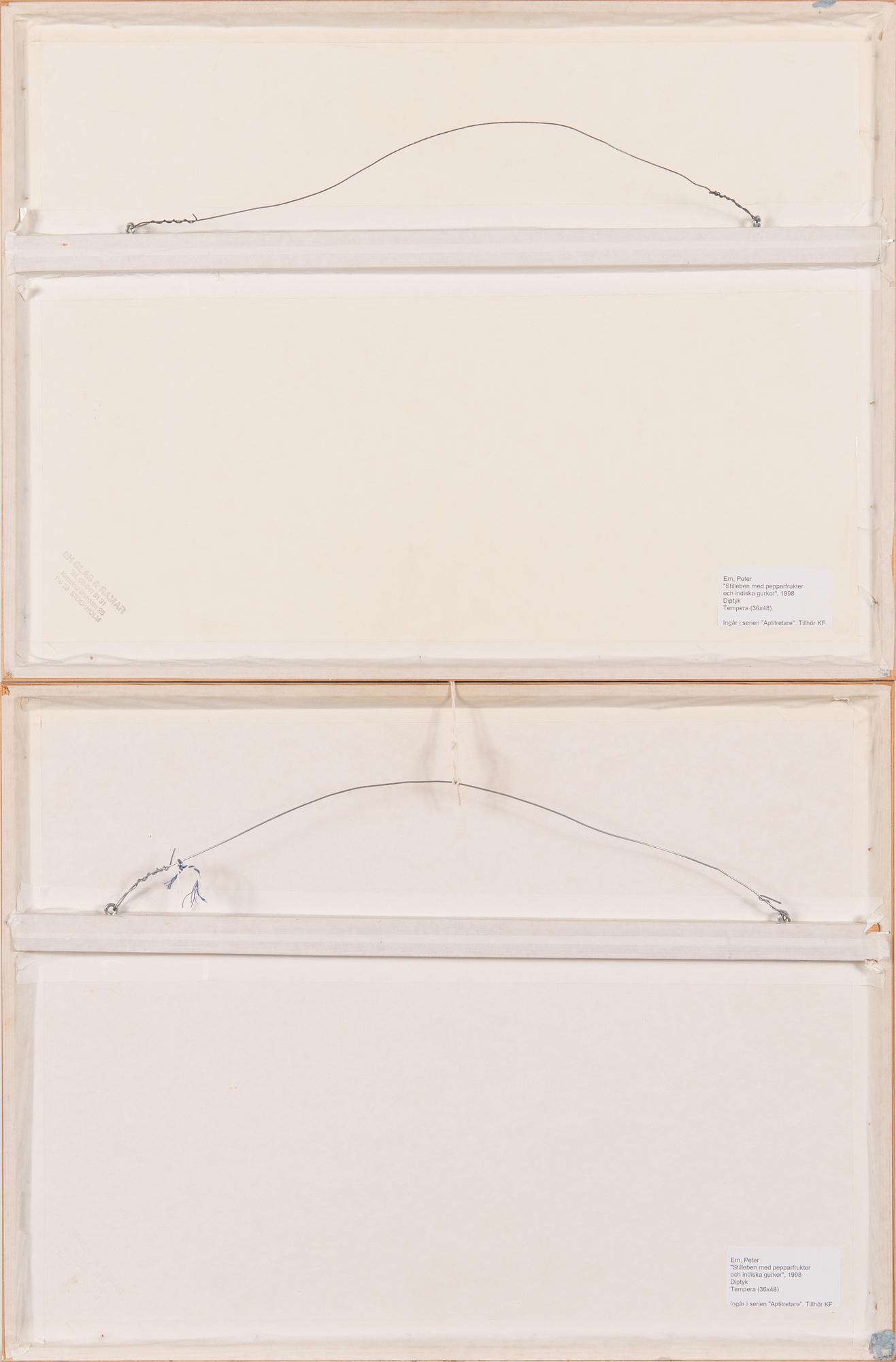Peter Ern, diptych, tempera on paper, unsigned.