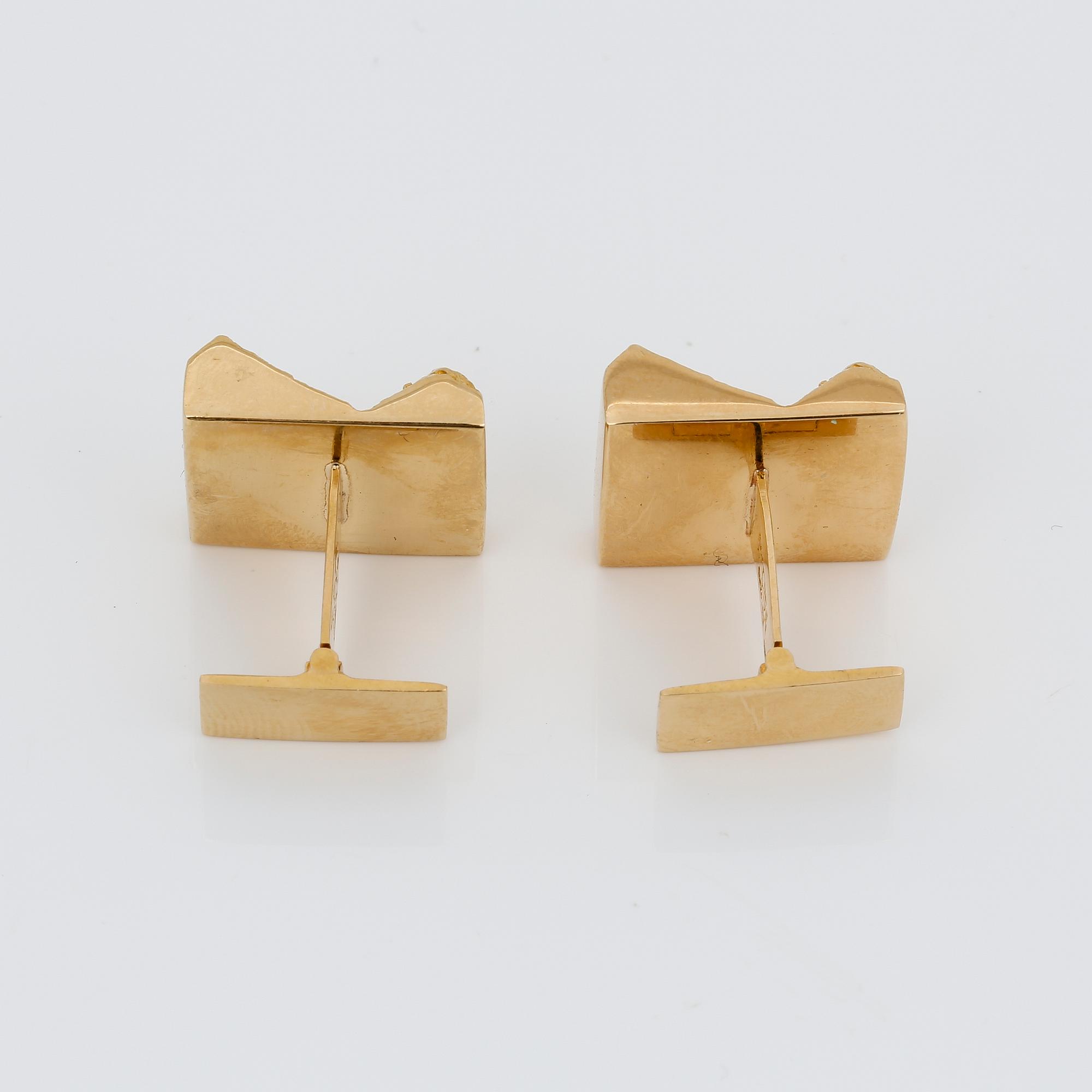 MANSCHETTKNAPPAR, ett par, 18K guld, Björn Weckström, Lapponia, Finland, troligen 1980-tals. Vikt ca 16 g.