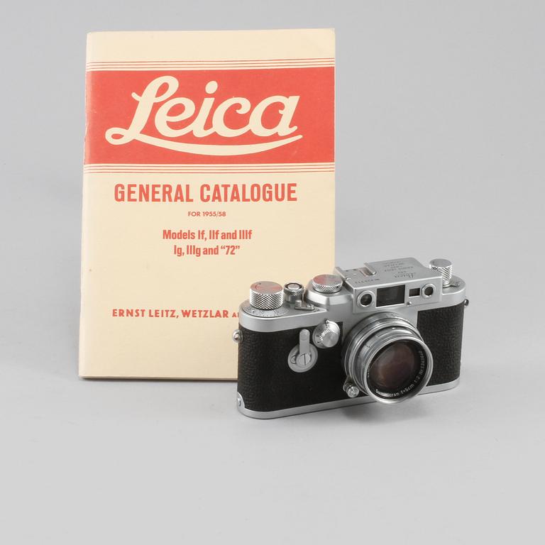 KAMERA med OBJEKTIV, Leica IIIg, nr 828713, Ernst Leitz, GMBH Wetzlar, Tyskland 1900-talets mitt.