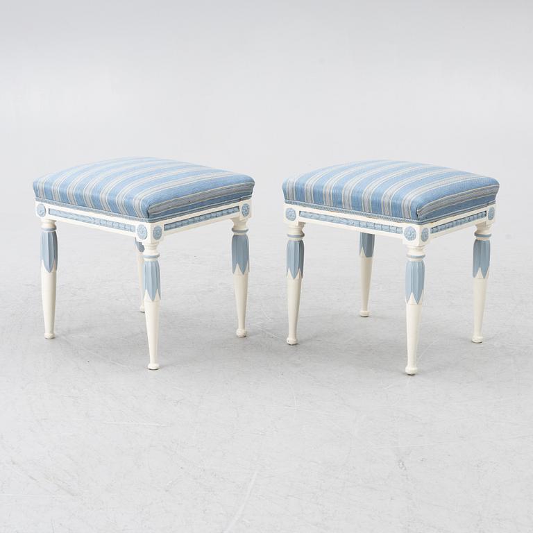 Stools, a pair, Gustavian style, 20th century.
