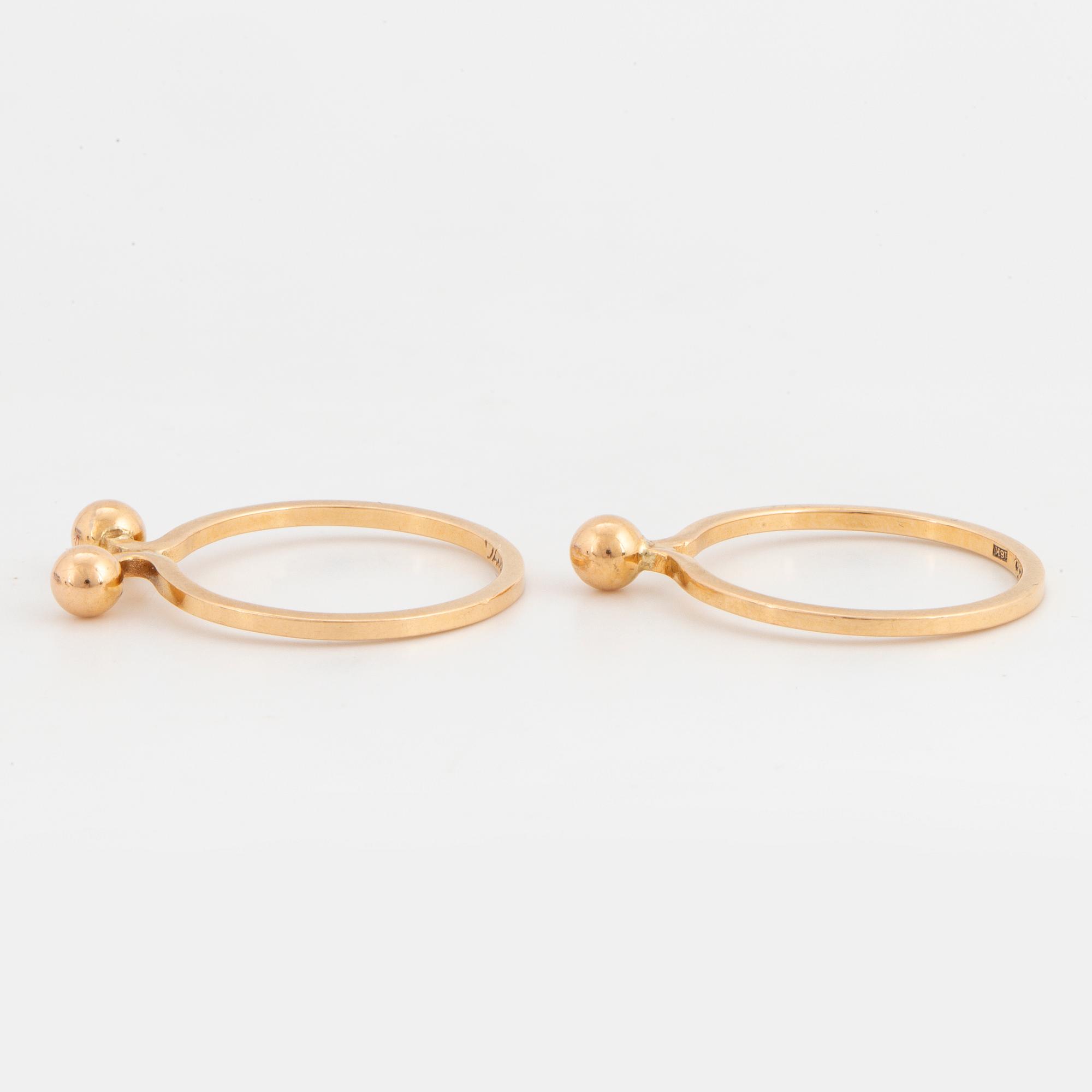 THERESIA HVORSLEV, two rings in 18K gold.