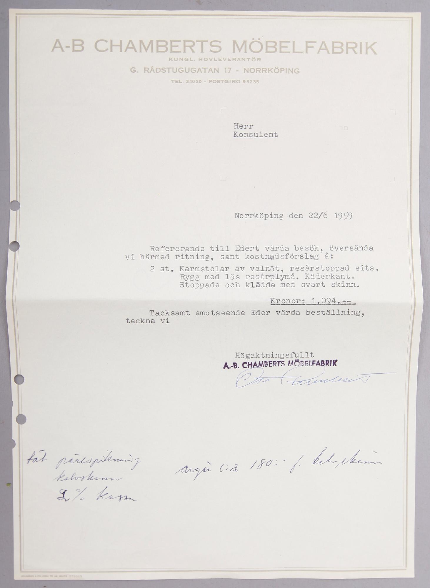 FÅTÖLJER, 1 par, AB Chamberts Möbelfabrik, 1959.