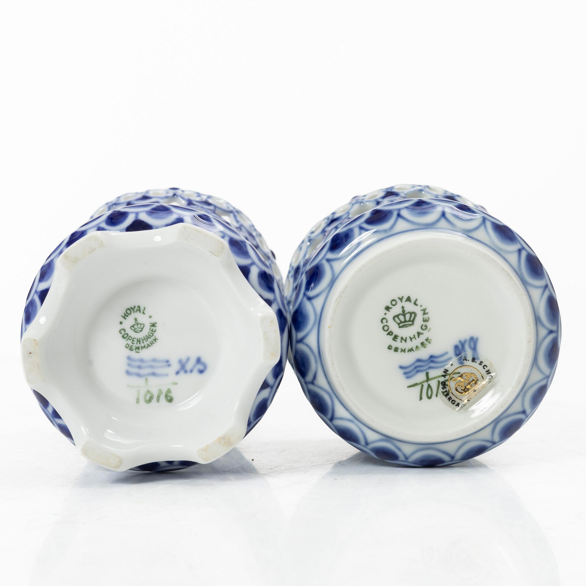 Royal Copenhagen, ten pieces of 'Blue fluted', half lace and full lace porcelain, Denmark, 1961-73.