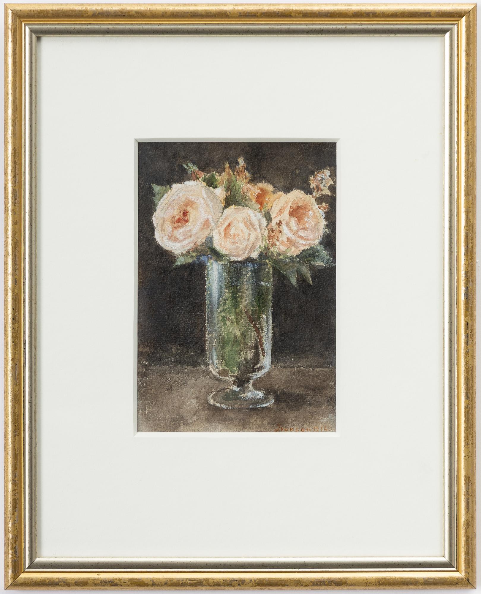 Ivan Ivarson, Roses in a glass vase.