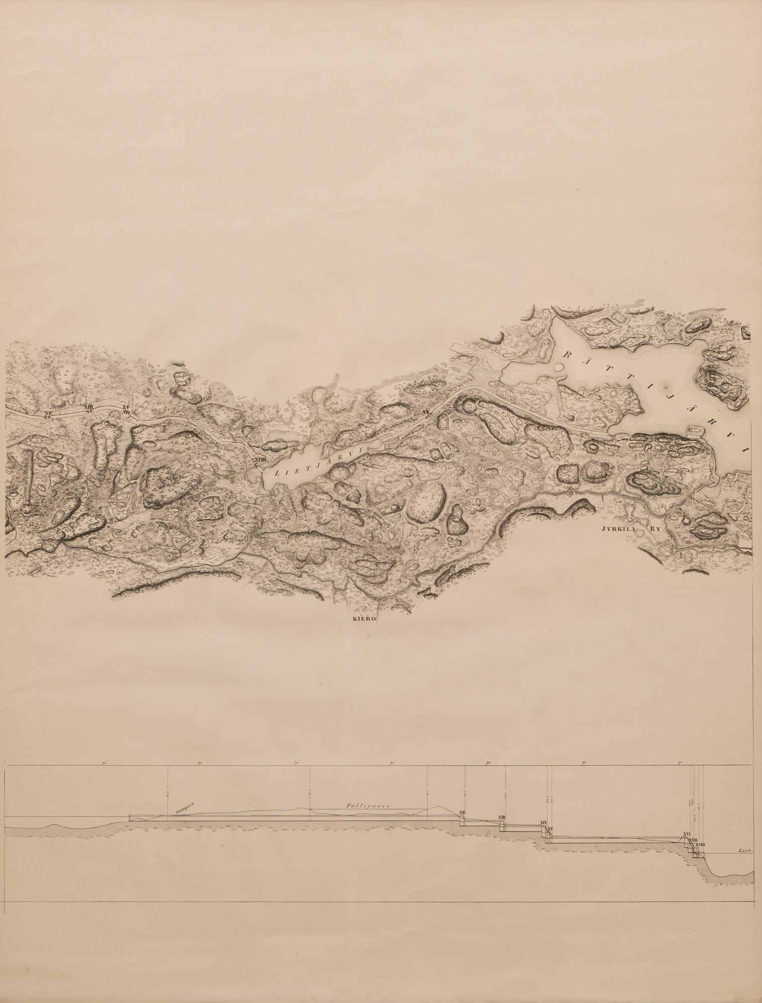 KARTOR, 7 st, litografi, F. Tengström, 1800-talets mitt.