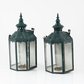 Wall sconces, a pair, circa 1900.