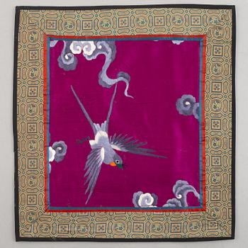 A group of five Chinese silk textiles, late Qing dynasty / first part of the 20th century.