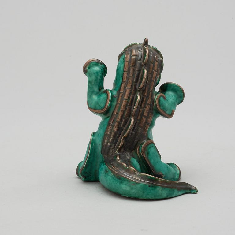 A Wilhelm Kåge 'Argenta' stoneware figure of a dragon, Gustavsberg, ca 1940.