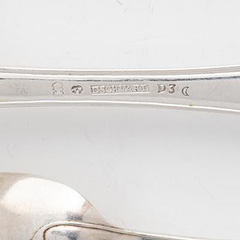 Skedar, 8 st, silver, Sverige 1800-tal.