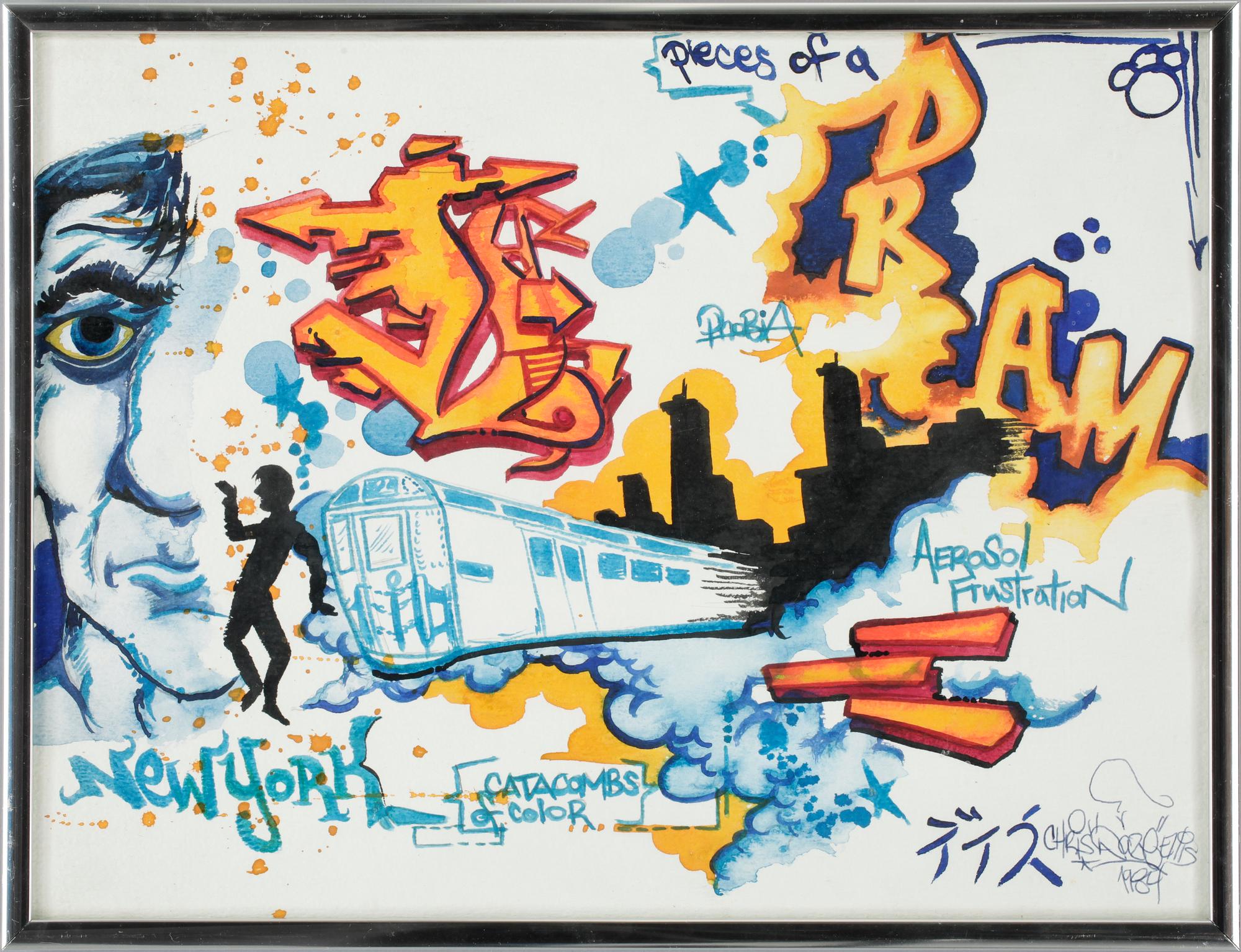 CHRIS "DAZE" ELLIS, akvarell, sign o dat -84.