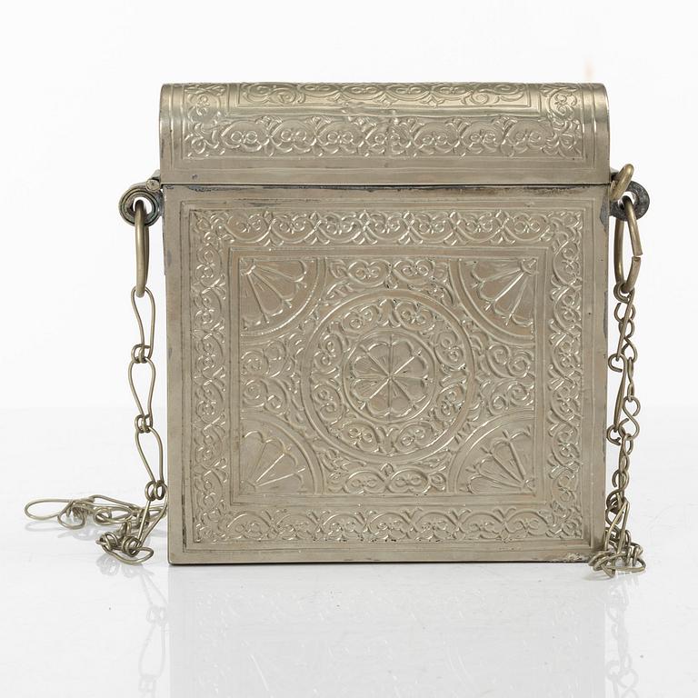 A silver plated Quran case, Noth Africa, circa 1900.