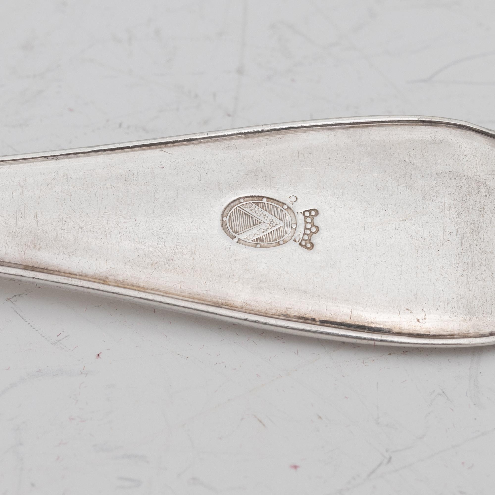 Mikael Nyberg, matgafflar, 6 st, silver, Stockholm 1791.