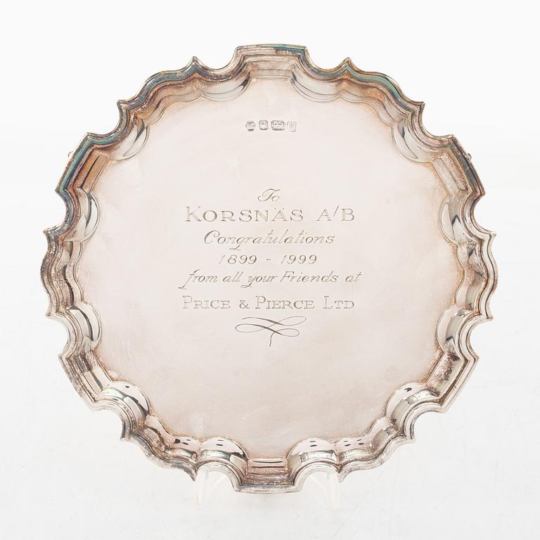 An English silver salver, mark of Carr's of Sheffield Ltd, Sheffield, 1998.