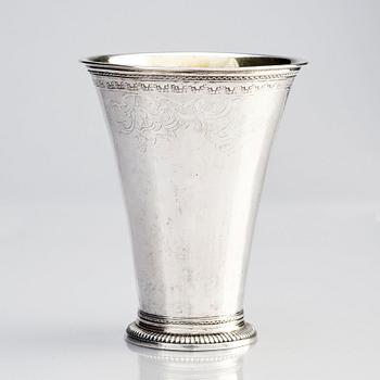 A Swedish 18th century parcel-gilt silver beaker, marks of Lorens Stabeus, Stockholm 1747.