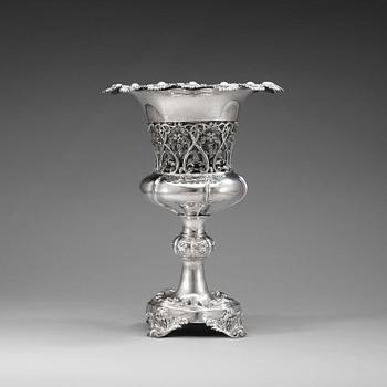 783. A Swedish mid 19th century silver urn, marks of Christian Hammer, Stockholm 1854.