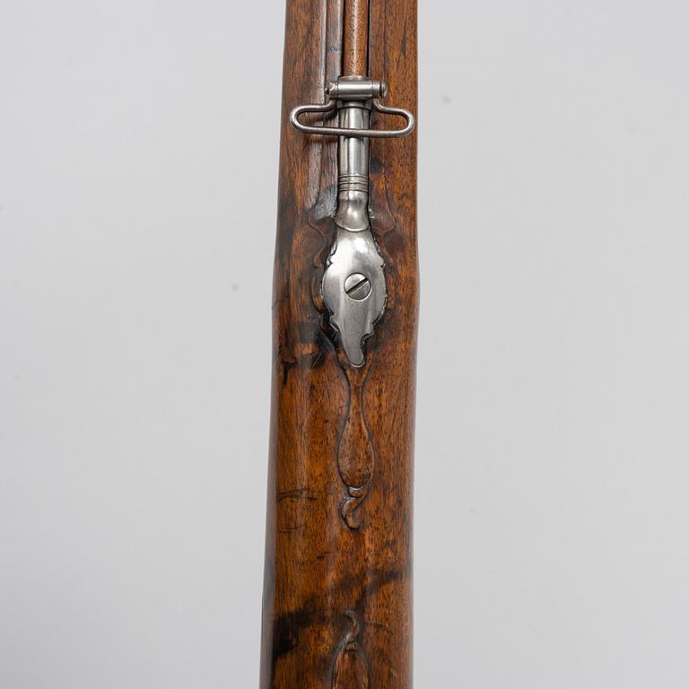 Flintlock rifle, double-barrelled, Johan Reichardt, Stockholm (c. 1730-1806), second half of the 18th century.