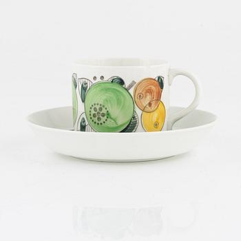 Hertha Bengtson, two 'Fructus' coffee cups with saucer, Rörstrand.