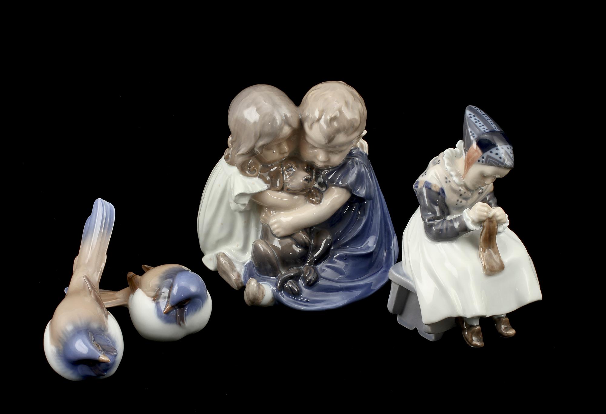 PARTI FIGURINER, 4 st, porslin, Royal Copenhagen samt Bing & Gröndahl, 1900-tal.