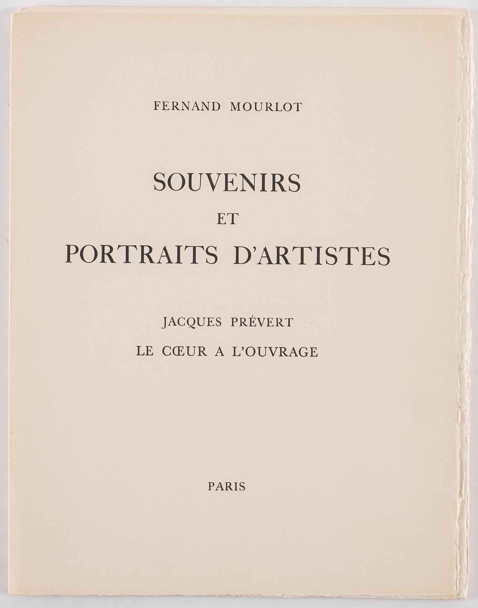 Fernand Mourlot, portfölj med 4 litografier, "Souvenirs et portraits d'artistes", utgiven 1972.